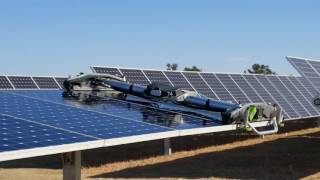 Robotic Solar Panel Cleaner Demonstration At UC Davis Solar Farm [upl. by Droffilc]