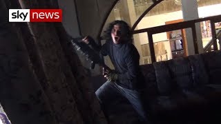 Boy films frenzied Islamic State fighters in Mosul [upl. by Waers]