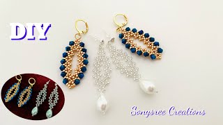 Christmassy Earrings  Super Easy Tutorial  DIY Beaded earrings [upl. by Adriana]