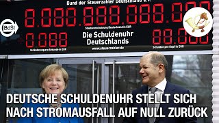 Große Freude nach Stromausfall Deutsche Schuldenuhr stellt sich auf Null zurück [upl. by Solly]