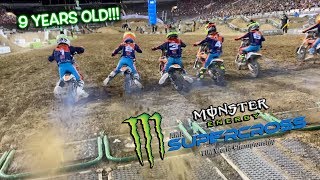 LITTLE KIDS RACING VEGAS SUPERCROSS Huckson Deegan races the KTM Challenge [upl. by Ayarahs]