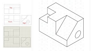 Isometric view drawing example 1 easy Links to practice files in description [upl. by Aretta468]