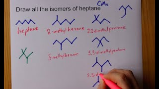 Draw all the Isomers of Heptane C7H16 [upl. by Salchunas691]