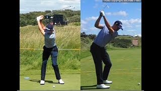 Justin Thomas golf swing  Long Iron faceon amp downtheline July 2017 [upl. by Strader242]