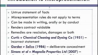 Misrepresentation Lecture 1 of 4 [upl. by Faith]