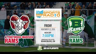 Badin vs TrotwoodMadison  Divison III Playoffs  Football [upl. by Aimak]