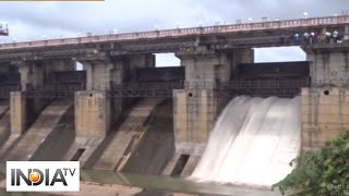 Watch Four crest gates of Tunga dam opened in Karnataka [upl. by Aelahs]